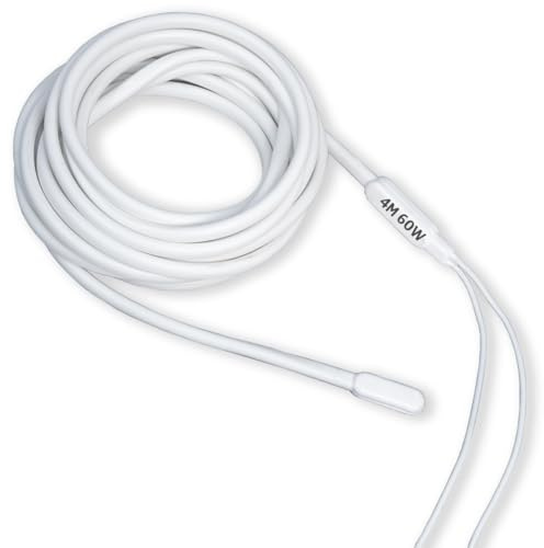 GOLDMAN SERVICE | Värmekabel i silikon bipolär motstånd mot frysning av rör | 4 meter, 60 watt | inkubatorer, akvarier, reptiler, växthus, jäsning (4 m | 60 W)