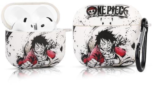 LEWOTE Custodia protettiva sottile compatibile con Apple Airpods 4 con portachiavi [serie One Piece] (Luffy)