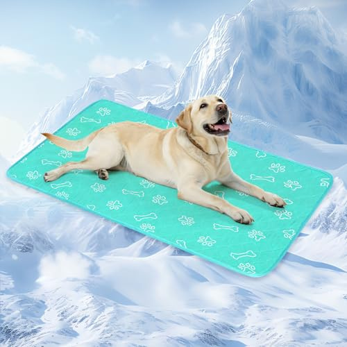 BEAUTYZOO Upgraded Dog Self Cooling Mat Ice Silk Chill Pads for Small Medium Large Dogs Q-MAX＞0.43- Summer Reusable Pet Training Pad - Absorbent Non-Slip Cool Mat for Kennels, Crates, Beds, 18 x 24