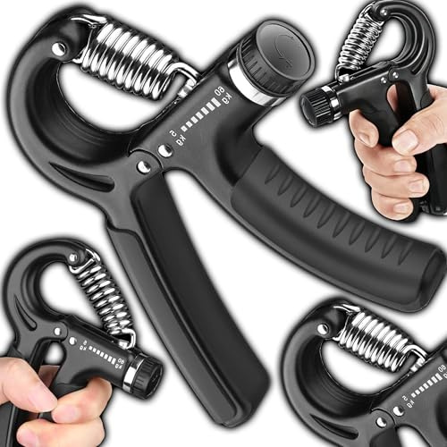 Retoo Handtrainer mit Einstellbarer Widerstand von 5kg bis 60kg, Rutschfester, Unterarmtrainer, Grip Griffkraft Trainer, Fingertrainer, Trainingsgerät für Wiederherstellung Hand, Schwarz