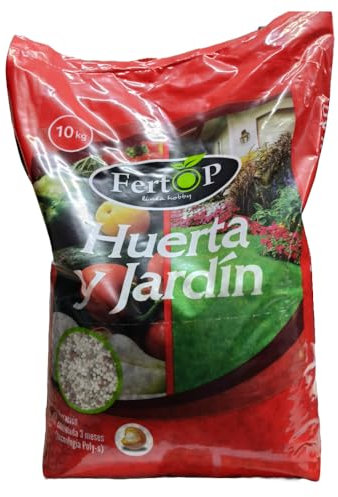 Abono para huerta y jardin NPK 15-7-15 con azufre 10kg - Fertop. Abono de liberacion controlada 3 meses. Fertilizante granulado.