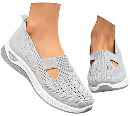 Zapatos ortopédicos de mujer para diabéticos sin cordones oferta Slip-On Suave Zapatillas de Verano Ocio Antideslizante Ligero Zapatos de Caminar Entrenamiento Jogging, 02a Gris, 39 EU