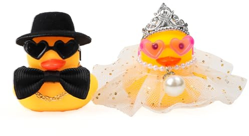 2 Stück Quietscheente für Hochzeit, Badeenten Hochzeitspaar Figuren Kleines Paar Ente Geschenk zur Hochzeit, Lustige Hochzeitsgeschenke für Braut und Bräutigam