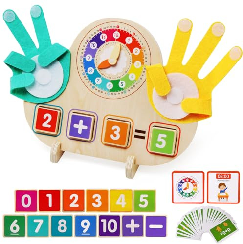 Ballery Montessori Spielzeug ab 3 4 5 Jahre, Spielzeug ab 3 Jahre Holzspielzeug Fingerzählmathe Kinder Mathe Lernspielzeug aus Holz, Geschenke Jungen Mädchen