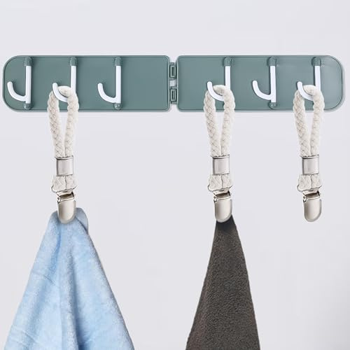 Eawfgtuw Towel Clips Set, Cotton Rope and Stainless Steel Anti-Rust Clamp Holders for Kitchen Bathroom Dish Towels Tea Towels Socks Gloves, Space-Saving(8pcs)