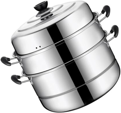 Alipis Olla Vaporera Apilable de Acero Inoxidable Tapa Alta para Cocción al Vapor y Capacidad Grande para Uso Doméstico y Alimentos Uniformemente Cocidos