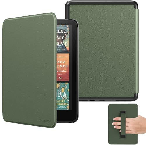 MoKo Hülle für Kindle Paperwhite 7 (12. Gen, 2024), Seladon | Kompatibel mit Kindle Colorsoft Signature Edition 2024, leichte Hülle mit Handschlaufe, Auto Schlaf/Wach