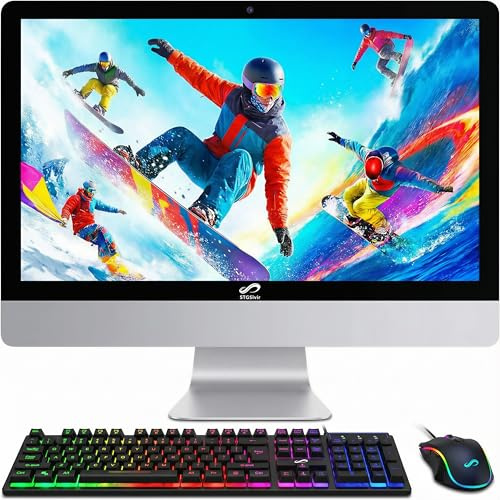 STGSivir All in One Desktop Computer, 22'' FHD Display, Intel Core i7 up to 3.9G, 16GB RAM, 1TB SSD, WiFi, BT 5.0, RGB Keyboard & Mouse, Windows 11 Home