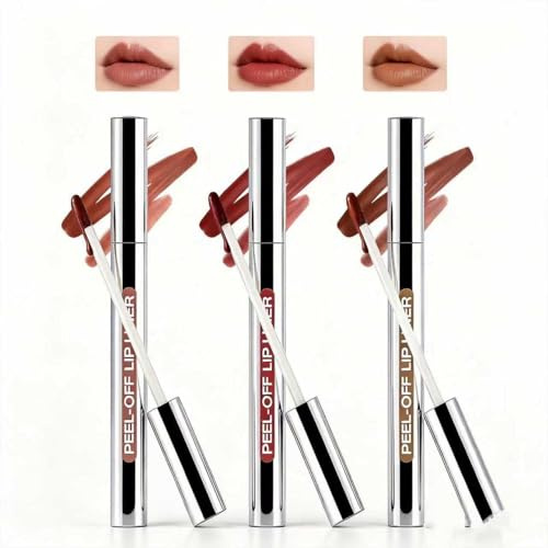 3 Piezas Lip Stain Peel Off, Peel Off Lip Liner Stain, Lips Tint con Acabado Mate, Impermeable, voluminizadores e hidratantes,Perdurable,Lápiz Labial para Mujeres (Marrón, marrón oscuro, burdeos)