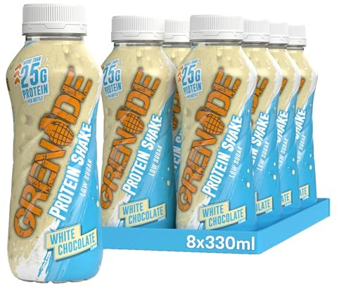 Grenade White Chocolate High Protein Shake, 8 x 330 ml | Over 25 g Protein Per Bottle, Smooth & Creamy, Ready to Drink, Perfect for On-The-Go, Vegetarian
