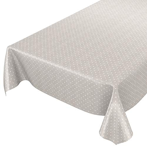 ANRO Wachstuchtischdecke Wachstuch Wachstischdecke Tischdecke Punkte Dots Gepunktet Uni Einfarbig Beige abwaschbar wasserabweisend Gartentischdecke Meterware pflegeleicht Lotuseffekt 240x140cm