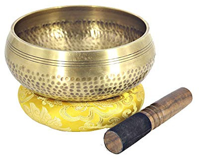 MooKe 20 cm tibetanska klangskålar set stor, Nepal handgjord meditation yoga skålset, avkoppling, chakra helande, buddhistisk bön, välsignelse, andlig gåva