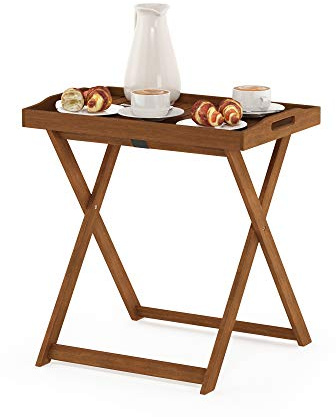 Furinno utomhus lövträbricka, kaffe, sidobord, trä, naturlig, 40 x 62 x 67 cm