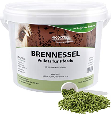 MIGOCKI Brennnessel – 1,5 kg – für Pferde – Reine Kräuter ohne Zusatzstoffe - Pellets