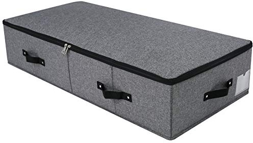 Faltbare Aufbewahrungsbox unter dem Bett, mit 6 Griffen, mit Reißverschluss, Decken, Kleidung, Bettdecken, Aufbewahrungskorb für Schlafzimmer und Schrank, 89 x 41,9 x 17,8 cm, Schwarz/Grau