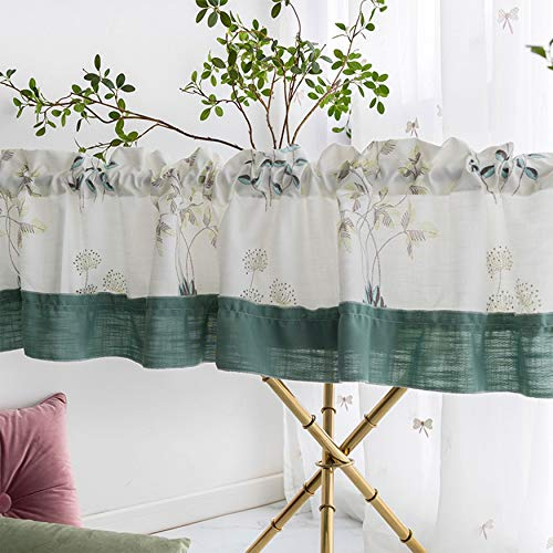 WXZX Gardinen Mit Blumenmuster,Kurzgardine,Vorhang,Querbehang,Gardinen Schlafzimmer,Cafe Vorhänge,Kurze Badezimmer Fenster Vorhang,Küchengardine,Bistrogardine,Halber Vorhang100cm(W) X35cm(H)