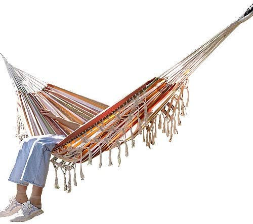 LIANYG Hängematte Double Hängematte Prolongation Prevention Camping Leinwand Stoff Hängematte Hängen Schwingen Bett for Patio Reisen Wandern 661 (Color : 03)