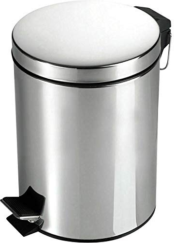 BARGAINS-GALORE Metal 12L Chrome Pedal Bin - Kitchen Toilet Rubbish Hygienic Home Paper Dustbin Litre | For Bathroom Bedroom Office Kitchen | Strong Steel Pedal