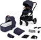 Kinderkraft EVERYDAY Kinderwagen 2 in 1 Komplettset bis 27 kg, XL-Babywanne mit Matratze, wasserfesten Material mit UPF50+, 4-Reifen Federung, Wickeltasche Fußsack Adapter im set, Dunkelblau