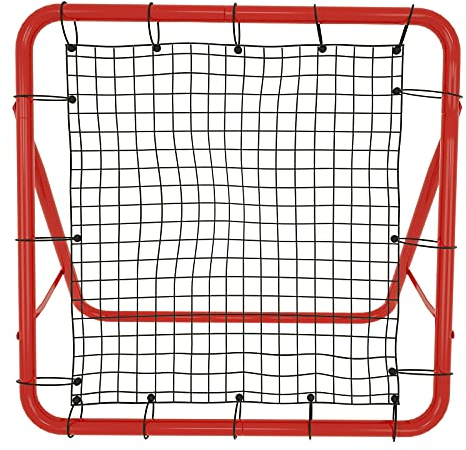 UISEBRT Fußball Rebounder Netz Sports Prellwand Kicker Fußballtraining Zubehör mit 5 Verstellbare Stufen, Rote Stahlrahmen, 100 x 100 x 65 cm