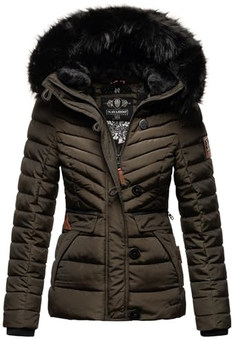 Navahoo Damen Winterjacke Steppjacke mit Kapuze warm gefüttert B899