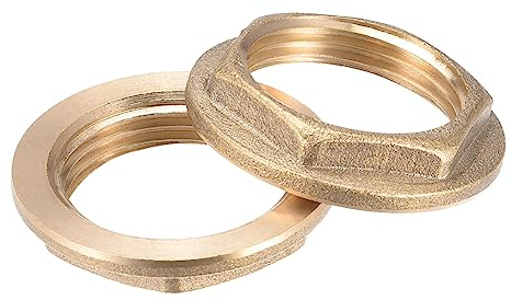 sourcing map 2 Stück G3/4 Messing Flanschmuttern Sicherungsmutter Flansch Sechskant Mutter Messing Rohrleitungen