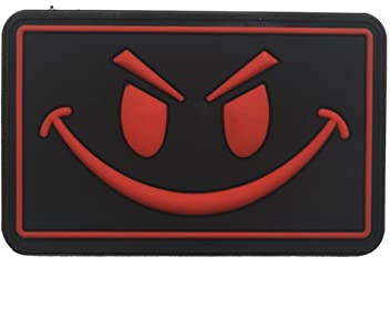 Trayosin PVC Klett Patch Schlechter Smiley Lächelndes Gesicht Morale Tactical Military Bestickter Hook Patch Glühen Im Dunklen Aufnäher (D)