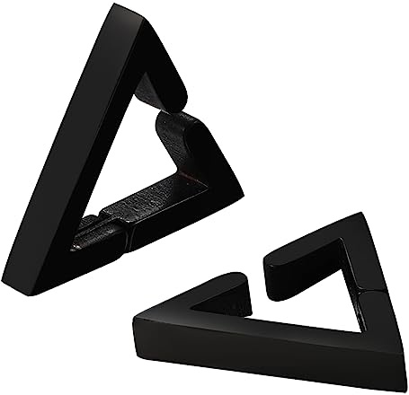 Flongo ohne loch Creolon Dreieck Ohrringe silber gold schwarz Ohrklemme ohrklipser clip ohne löcher Ohrstecker eckig dreieckig Edelstahl Triangel Geometrisch Ohrschmuck Earrings für Damen und Herren