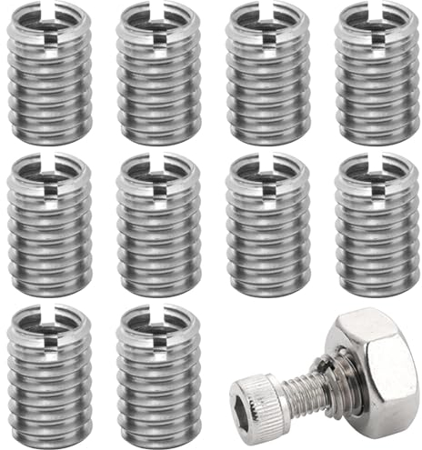 10 inserti filettati, dado riduttore M10 a M8, in acciaio inox con piccola scanalatura, inserto filettato, legno, strumento di riparazione hardware per mobili in legno, forme, dispositivi meccanici