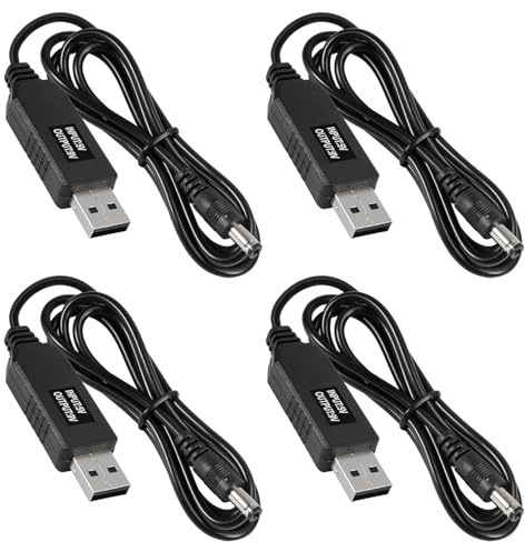 AITRIP 4pcs DC 5V to 9V USB Voltage Step Up Converter Cable Power Supply USB Cable with 5.5x2.1mm DC Connect Male 1M for WiFi Router, Mini Fan, Speaker 3.2ft