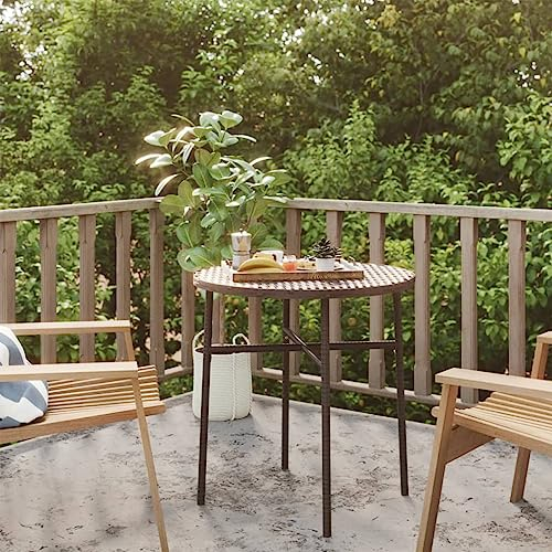 AUVYI Mesa auxiliar marrón Ø45 x 45 cm Polirratán Mesa de camping Mesa Buffet Mesa