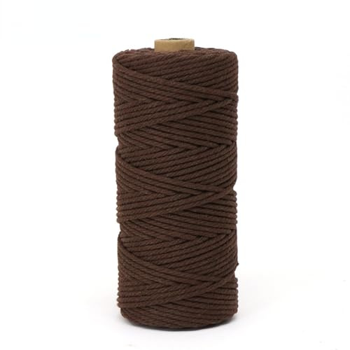BICI Makramee Garn 3mm, 100m/200m Farbiges Makramee-Seil, Baumwollseil, Makramee-Garn, Bunte Baumwoll-Bastelschnur Zum Aufhängen, Pflanzenaufhänger, Basteln, Stricken (braun,200M)