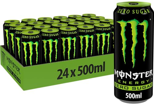 Monster Energy Green Zero Zuccheri, Bevanda Energetica dal Gusto Eccezionale con Miscela Energetica e 180 mg di Caffeina, Senza Zuccheri, 24 Lattine da 500 ml