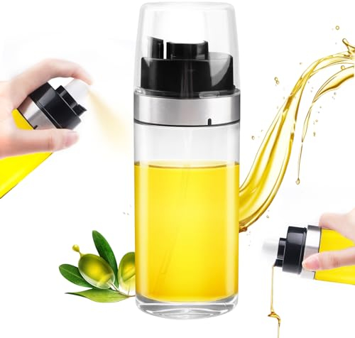 Getyjoe Ölsprüher zum Kochen 150ml Öl Sprühflasche mit Ausgießer und Sprühfunktion, 2 in 1 Multifunktions Ölspray Essig Spritzer Ölspender Olivenöl Sprüher für Backen Grillen Pasta und Salate