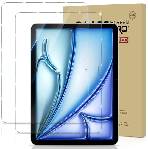 GiiYoon-2 Piezas Protector Pantalla para iPad Air 11 Pulgadas M2 (2024) Cristal Templado, [Sin Burbujas] [Alta Definicion] [9H Dureza] Vidrio Templado para iPad Air 11 2024