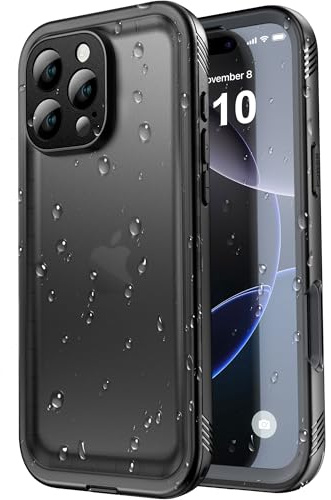 SPORTLINK für iPhone 16 Pro wasserdichte Hülle 360 Grad, Schwarz | Outdoor Handyhülle mit Kameraschutz und Displayschutz, militärischer stoßfester Panzerhülle, IP68 waterproof & staubschutz