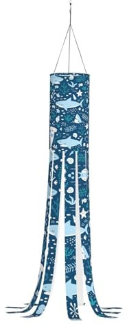 40 Inch Lightweight Cute Blue Fish Halloween Windsocks Hanging Decorations Flag Wind Socks for Party Supplies