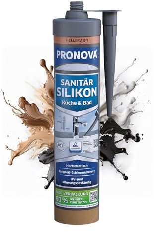 Premium Sanitär Silikon Hellbraun Dusche Bad & Küche Dichtmasse für innen und außen Sicher gegen Schimmel 280ml - Made in Germany Vergilbungsfrei, Hochelastisch, UV- und alterungsbeständig