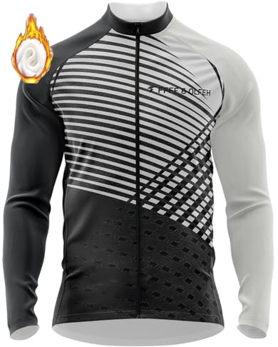 Herren Radtrikot Fahrradtrikot Langarm, Radtrikot Pro Winter Fleece Radsport-Trikots Shirts, Fahrradbekleidung Fahrrad Trikot T Shirt für Männer