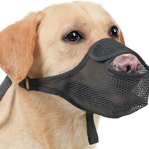 FDEETY Maulkorb für Hunde Weicher Netzmaulkorb für Kleine Mittelgroße und Große Hunde Verstellbare von Beißen Lecken und Kauen Ermöglicht Hecheln und Trinken(Schwarz M)