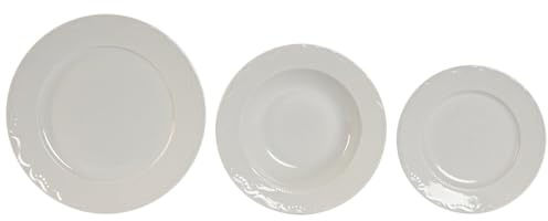 VAJILLA SET 18 PORCELANA 27X27X2 CLASICA BLANCO