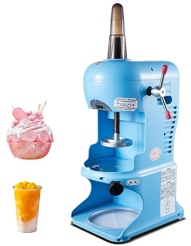 Naturalpowev Macchina per Ghiaccio tritato, Macchina per Coni di Neve da 350 W con Lame in Acciaio Inossidabile, Copertura Protettiva Trasparente, per Uso Domestico e Commerciale,Blue