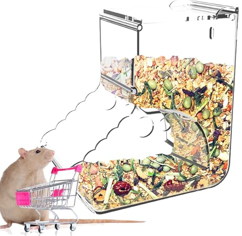 Alimentador de Jaula de hámster, alimentador de jaulas para Animales pequeños - 400 ml de dispensación de acrílico alimentador automático de hámster Enano | Dispensador de Jaula de Mascotas
