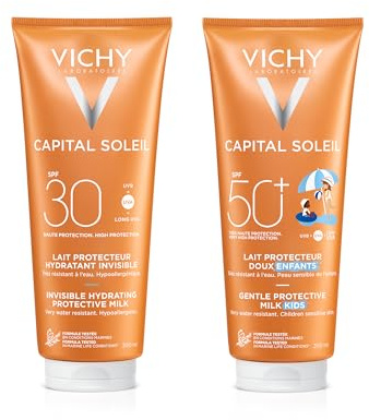 Vichy Latte Solare SPF30 300 ml + Latte Bambini SPF50 300 ml | Protezione Solare per Adulti e Bambini