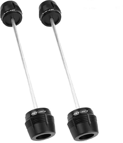 EQJSHL Sturzpads Für Vorder- Und Hinterrad, Achse, Gabel Und Sturzpads Für MT-07 MT07 FZ-07 FZ07 2018–2023 Rahmenschutz Sturzschutz Sturzpads(SCHWARZ,VORNE HINTEN)