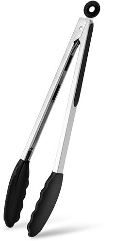 Silikon Küchenzange, 39CM, Grillzange Küchenzange, Edelstahl Kochzange mit rutschfestem Griff, Multifunktionale Fleischzange, Hitzebeständige Grillzange für Fleisch, Salat und BBQ