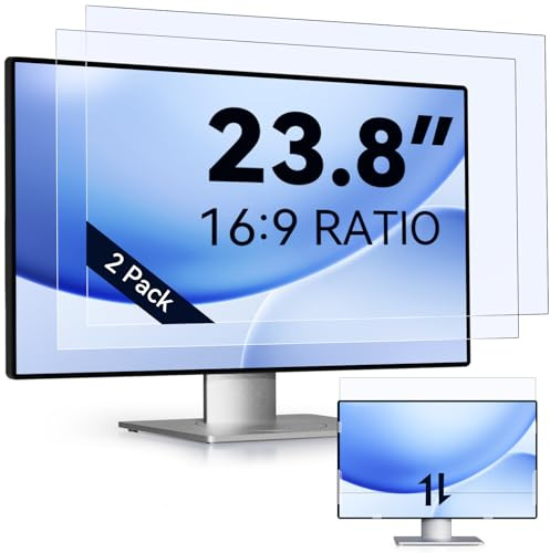 IPROKKO 2 Stück 23.8 Zoll Anti-Blaulicht-Displayschutzfolie für Computermonitor, Abnehmbares 16:9-Seitenverhältnis, Blendschutzfolie Augenschutz Schutzfolie