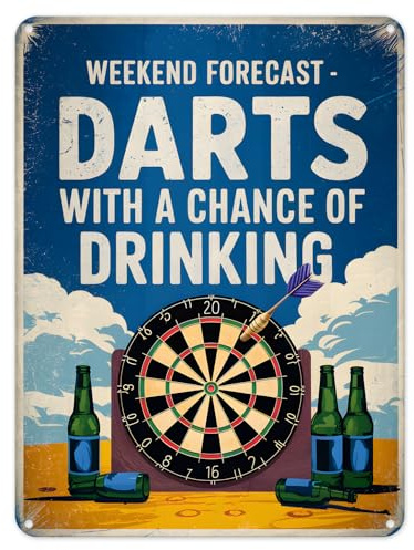 Shopagift Weekend Forecast Darts Metal Poster Wall Tin Sign Man Cave Shed Bar Bedroom Home Kitchen - A5
