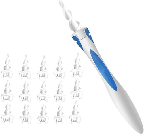 GGUFAY Ohrreinigungsset, 360°Spirale Silikon Ohrreinige, Ohrenschmalz Entferner Kinder, Erwachsene, Festsitzender Ohrenschmalz, Sicheres und Weiches Ear Cleaner mit 16 Abwaschbaren Ersatzköpfen