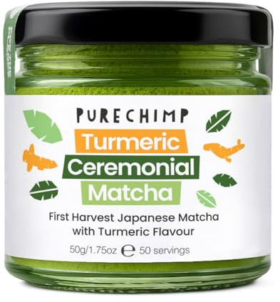 PureChimp Ceremonial Grade Matcha Powder Turmeric 50g, Green Tea for Lattes